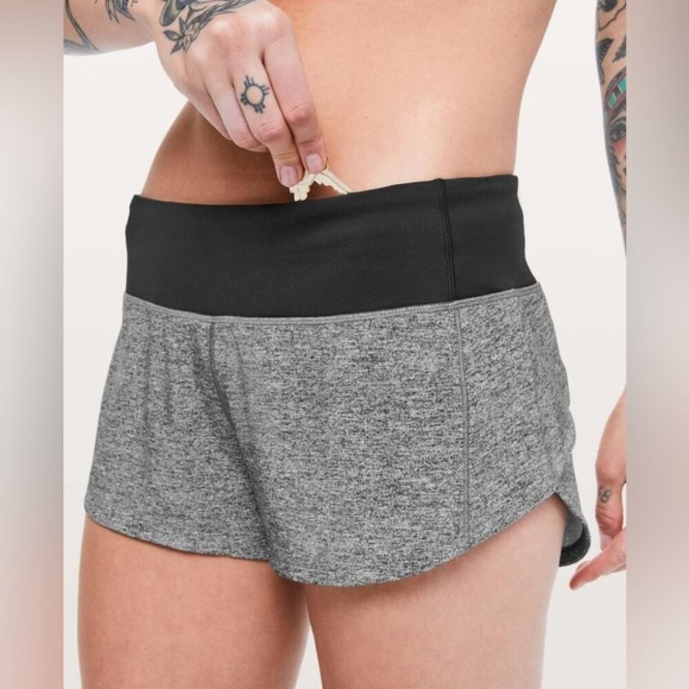 Lululemon Athletica Speed Up 2.5” Shorts Heather Gray and Black - Picture 3 of 10